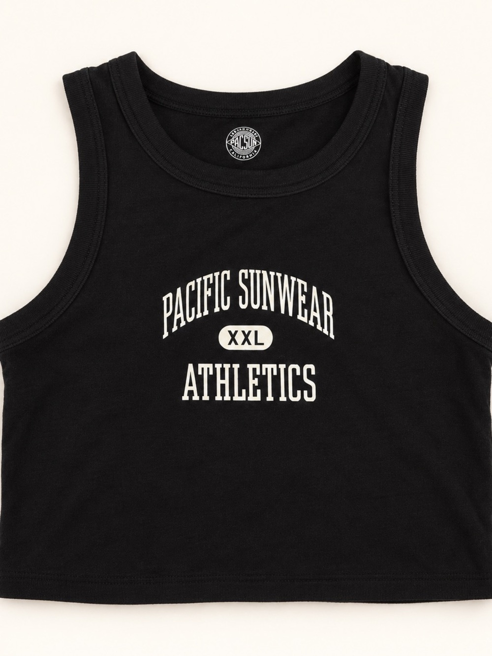 Pacific Sunwear Kids Black Athletic Crop Tank with White Logo